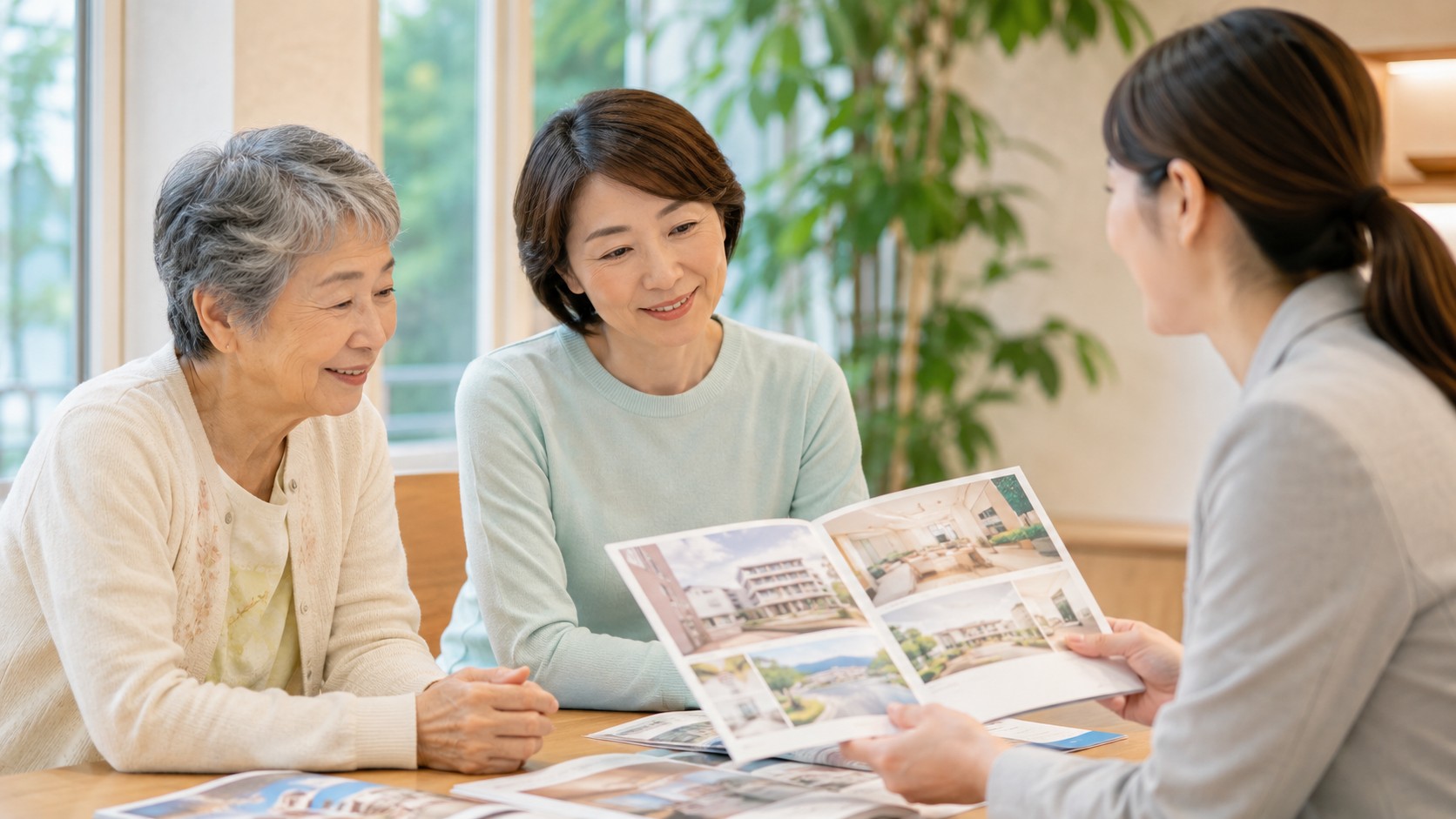 サービス付き高齢者向け住宅と有料老人ホームを比較している様子